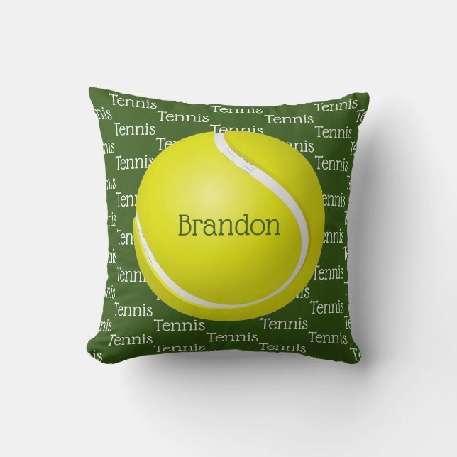 Tennis geteerter Text Design Throw Kissen (Vorderseite)