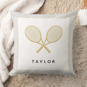 Tennis Gift Chic Gold Grau Schwarzer Individuelle  Kissen