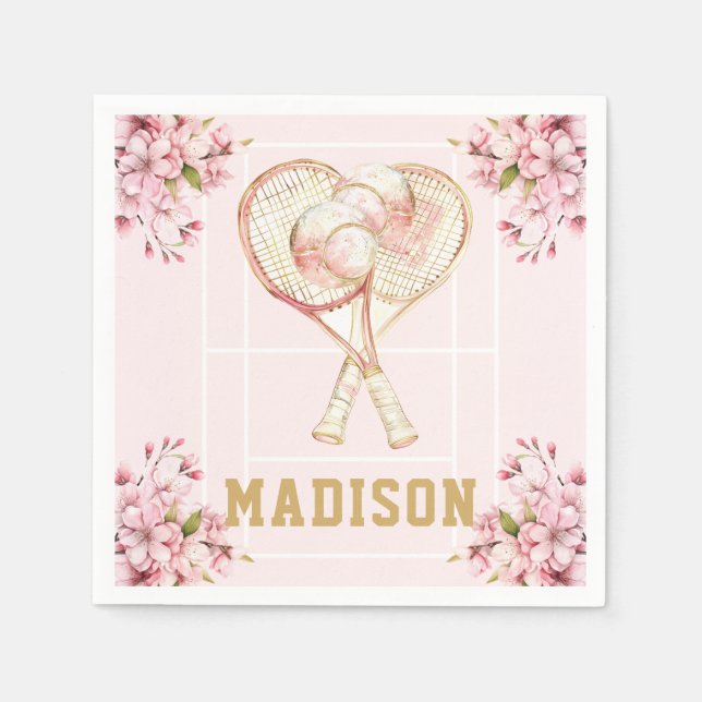 Tennis Girl Birthday Personalisiert Serviette (Vorderseite)