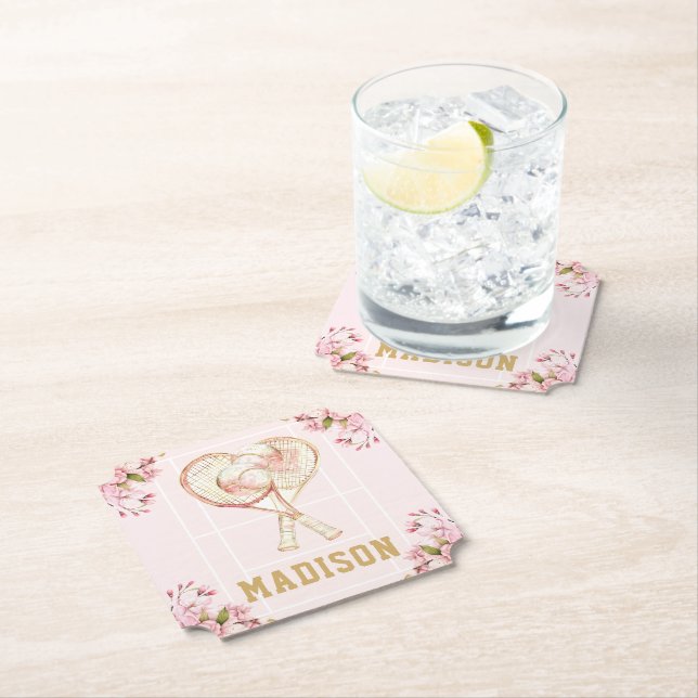 Tennis Girl Geburtstag Custom Wasserfarbe Untersetzer (Vor Ort)