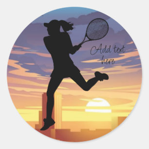 Tennis Girl Player - Spielplatz Runder Aufkleber