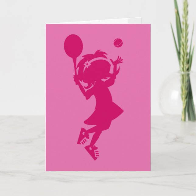Tennis Girl Silhouette Geburtstagskarte Karte (Vorderseite)