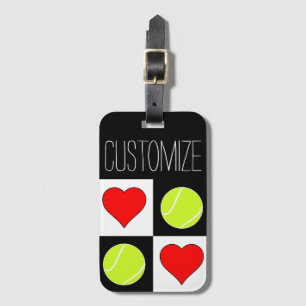 Tennis Girls Niedlich Tennis Ball und Herz Pattern Gepäckanhänger