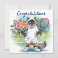 Tennis Glückwünsche mit Blume in der Hand