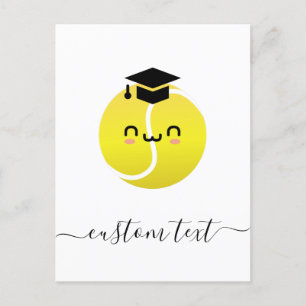 Tennis Graduation Party Kawaii Ball Custom Text Postkarte