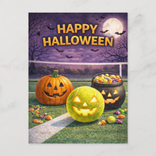 Tennis Halloween-Party auf dem Court Feiertagspostkarte