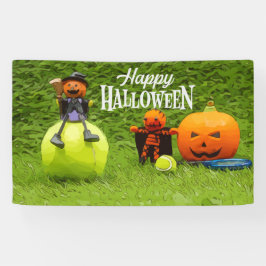 Tennis Halloween-Party mit Geist-Kürbisbanner Banner