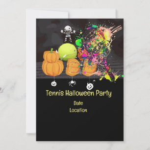 Tennis Halloween-Party mit Tennisball und Gespenst Einladung