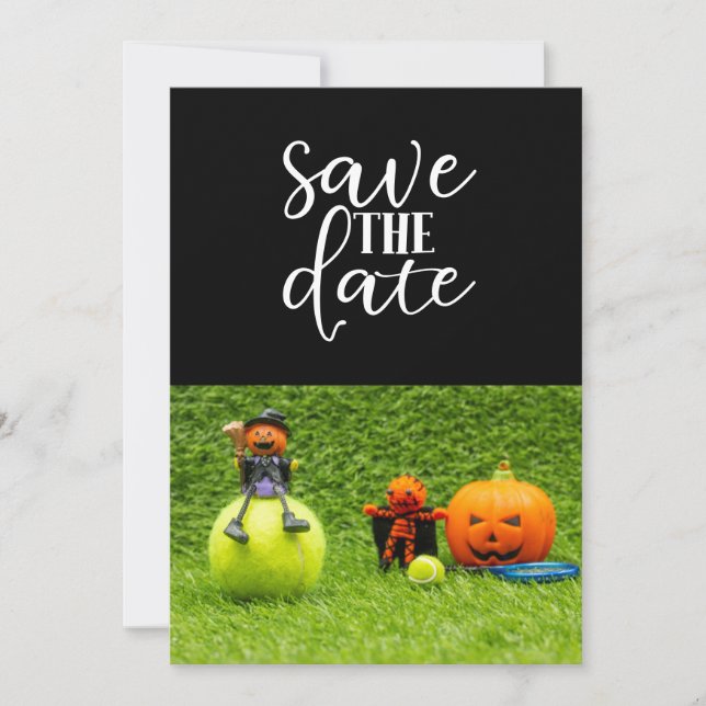 Tennis Halloween-Party mit Tennisball und Gespenst Einladung (Vorderseite)