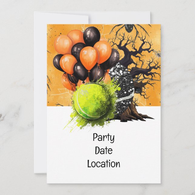 Tennis Halloween-Party Paper Teller Einladung (Vorderseite)