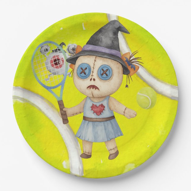Tennis Halloween Thema für Tennis Player Pappteller (Vorderseite)