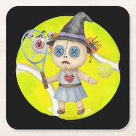 Tennis Halloween Thema für Tennis Player Rechteckiger Pappuntersetzer