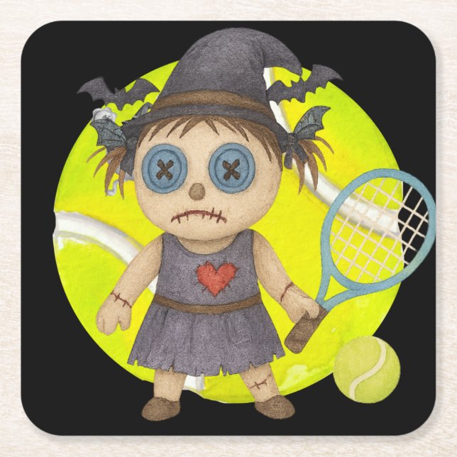 Tennis Halloween Thema für Tennis Player Rechteckiger Pappuntersetzer (Vorderseite)