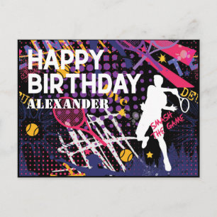 Tennis 🎾 Happy Birthday Postcard Postkarte