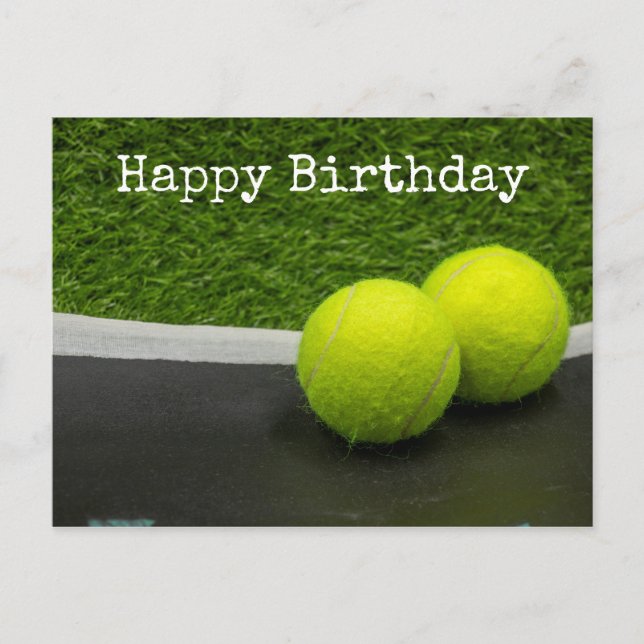 Tennis Happy Birthday Tennis Ball Card Postkarte (Vorderseite)