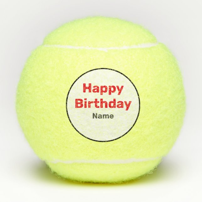 Tennis Happy Birthday Tennisbälle (Vorderseite)