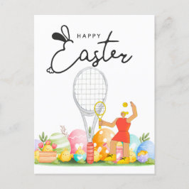 Tennis Happy Easter to Tennis Spieler mit Eiern Postkarte