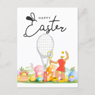 Tennis Happy Easter to Tennis Spieler mit Eiern Postkarte