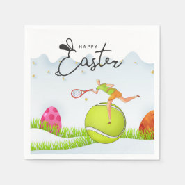 Tennis Happy Easter to Tennis Spieler mit Eiern Serviette