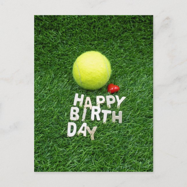 Tennis Happy Geburtstag mit Liebe Herzform Karte (Vorderseite)