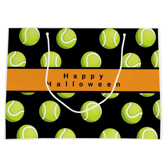 Tennis Happy Halloween mit Ball überall Große Geschenktüte (Vorderseite)