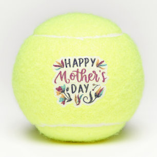 Tennis Happy Mother's Day mit Blume rund um Tennisbälle
