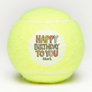 Tennis Happy zum Geburtstag mit Namen Tennisbälle
