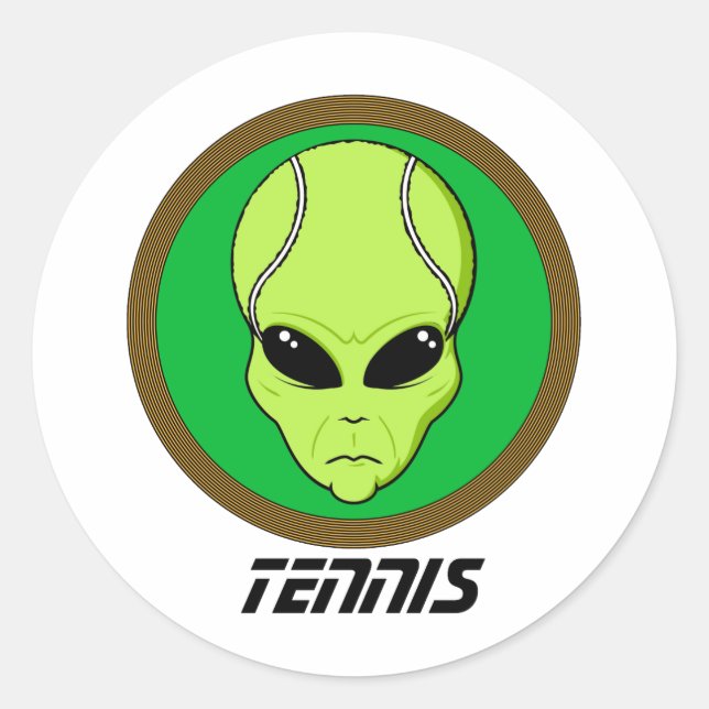 Tennis Head Alien Runder Aufkleber (Vorderseite)