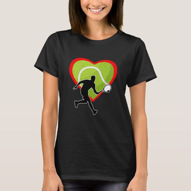 Tennis Heart Sport Love Anti Valentines Day T-Shirt (Vorderseite)