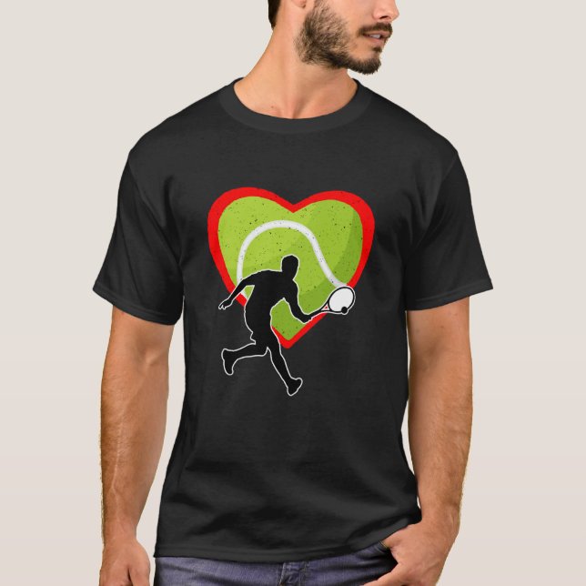 Tennis Heart Sport Love Anti Valentines Day T-Shirt (Vorderseite)