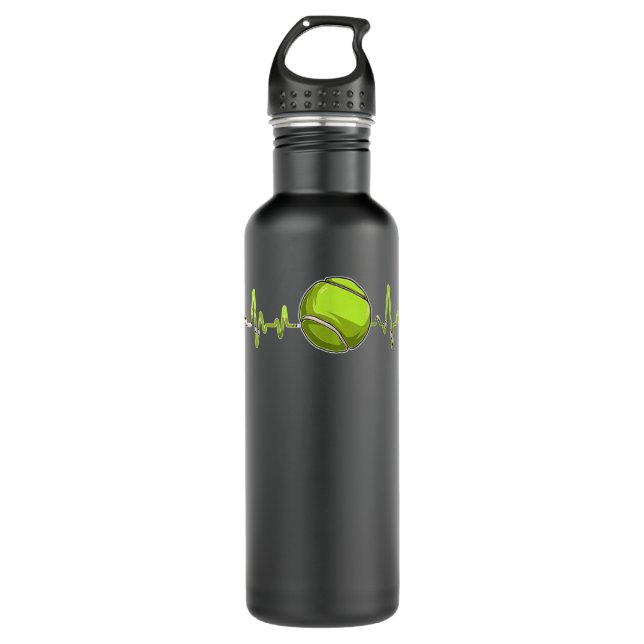 Tennis Heartbeat Liebe Herzschrittmacher Fächer Lo Edelstahlflasche (Vorderseite)