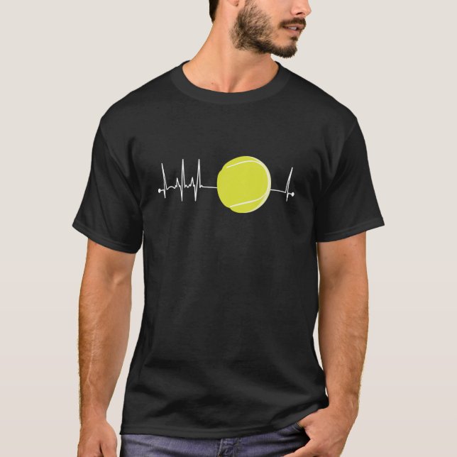 Tennis Heartbeat Pulse EKG Tennis Lover Geschenk T-Shirt (Vorderseite)