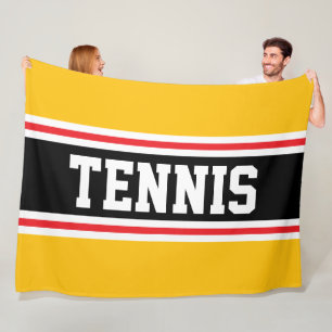 TENNIS Helles Gold Orange Rot Schwarz Streifen Fleecedecke
