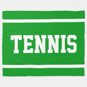 TENNIS Hellgrüne Sportliche weiße Textstreifen Fleecedecke