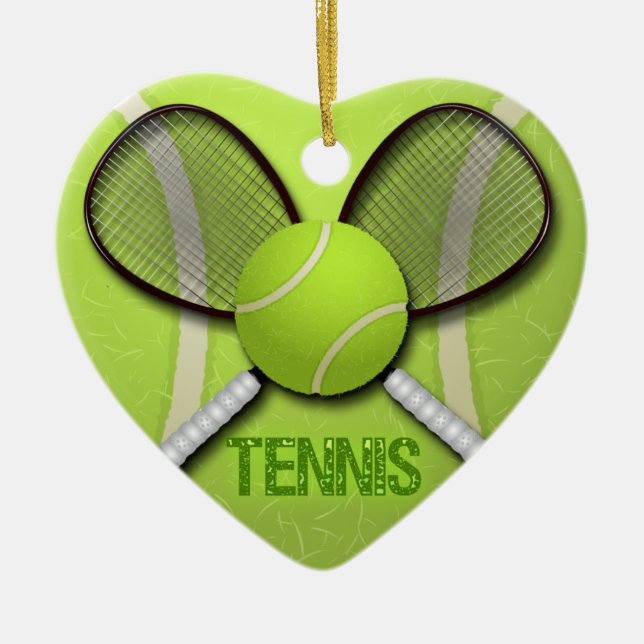 TENNIS-HERZ ORAMENT KERAMIKORNAMENT (Vorne)