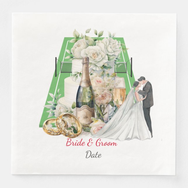 Tennis-Hochzeit Serviette (Vorderseite)
