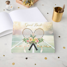 Tennis-Hochzeitsgästebuch – Floraler Schläger  Gästebuch