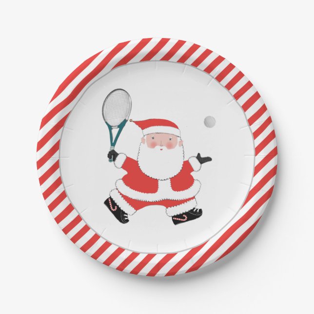 Tennis Holiday Party Paper Plate Pappteller (Vorderseite)