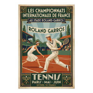 Tennis in Frankreich – Vintage Poster