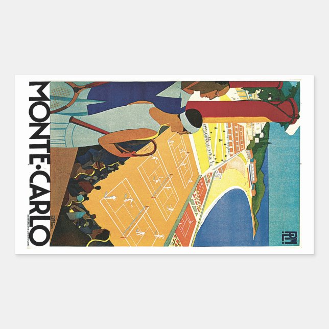 Tennis in Monte Carlo Rechteckiger Aufkleber (Vorderseite)