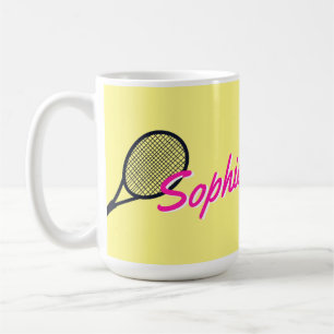 Tennis-Individuelle Name Hot Pink Yellow Black Kaffeetasse