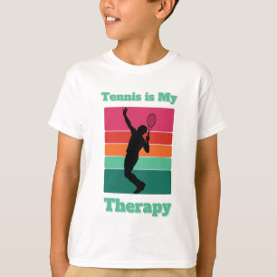 Tennis ist meine Therapie Rechteck Retro Sonnenunt T-Shirt