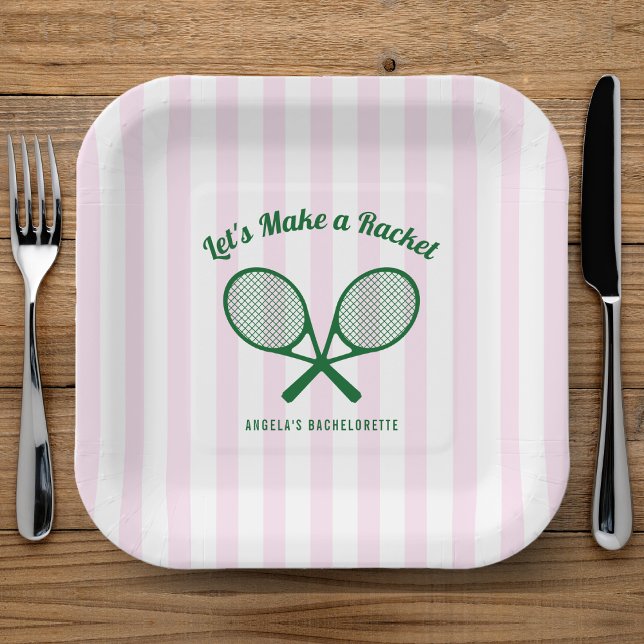 Tennis-Junggesellinnenabschied-Make-a-Racket-Gestr Pappteller (Von Creator hochgeladen)