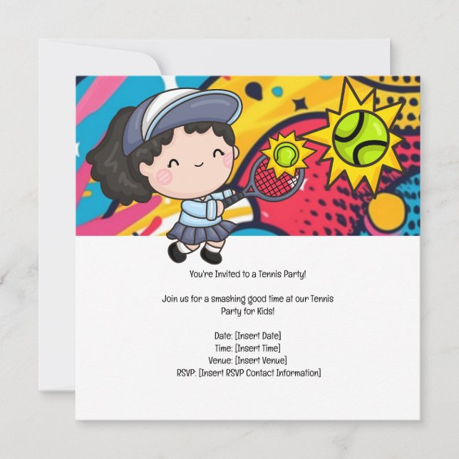 Tennis Kid Birthday Party Save The Date (Vorderseite)