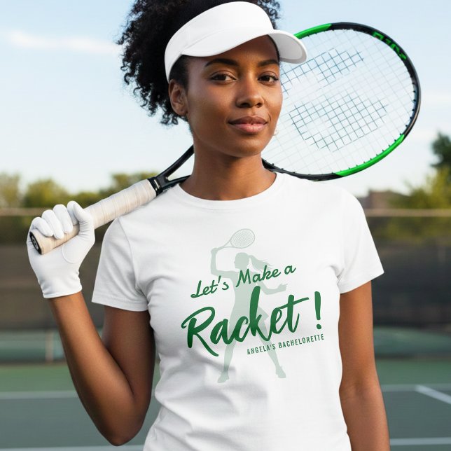 Tennis Let's Make a Racket Junggesellinnenabschied T-Shirt (Von Creator hochgeladen)