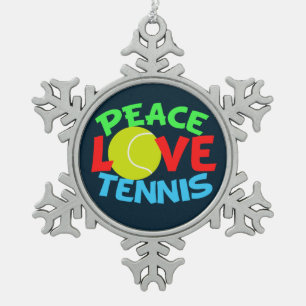 Tennis Liebe Blue Schneeflocken Zinn-Ornament