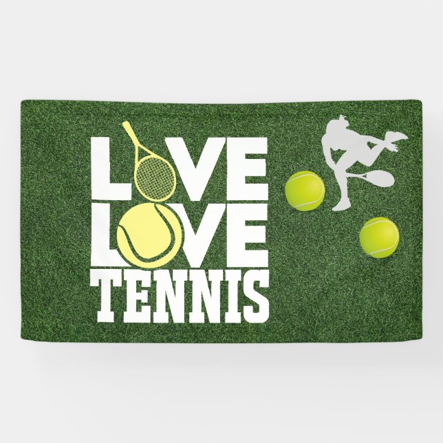 Tennis Liebe Liebe Tennis auf grünem Gras Banner (Horizontal)