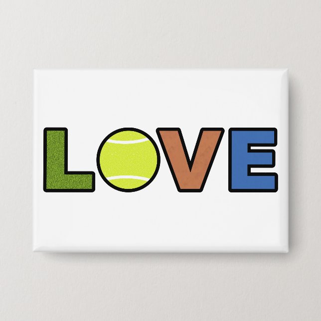 Tennis Liebe Rechteckiger Button (Vorderseite)