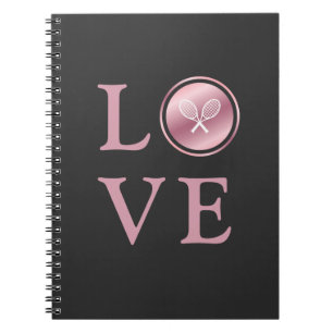 Tennis Liebe Rosa Rose Typografie Niedliche Racket Notizblock