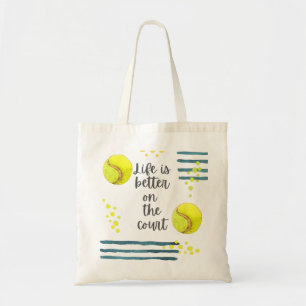 Tennis Life ist besser auf dem Platz Aquarell  Tragetasche